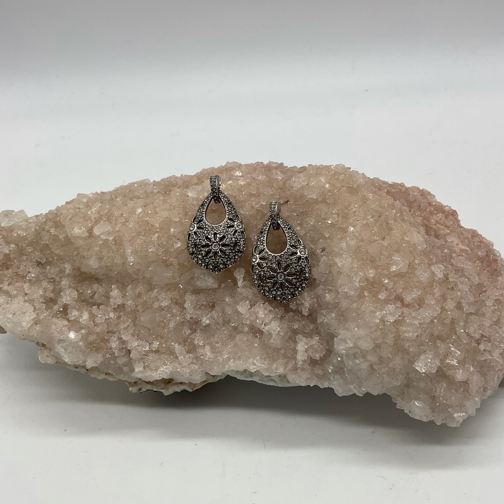 Silver and diamond earrings